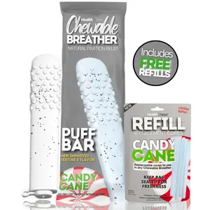 New Chewable Breath Relief Stick Candy Cane Scented Essential Oil 3-piece Trial Pack With Refill Pack Helps Relieve Respiratory Discomfort Helps Break Bad Habits Healthy Fitness