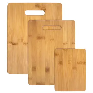 [New Deal] 3-Piece Bamboo Cutting Board Set; 3 Assorted Sizes of Bamboo Wood Cutting Boards for Kitchen Chopping Knives