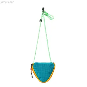 Triangular Crossbody Mini Bag, Colorful Corded Sling Pouch, Casual Mountain Style Shoulder Purse for Cards, Coins & Earphones