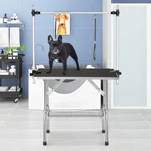 Pet Dog Grooming Table Foldable, Heavy Duty Foldable Pet Grooming Table with Arm & Noose & Mesh Tray, Maximum Capacity Up to 330lbs
