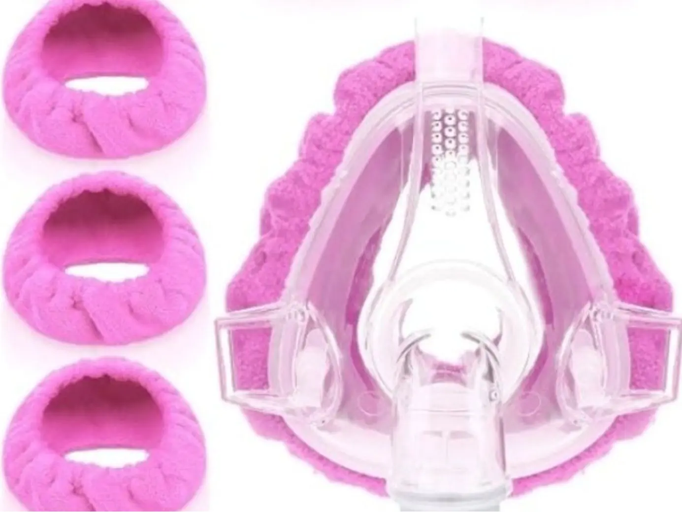 Pink CPAP Full-Face Mask Liners Soft Washable (Qty: 2,4,6, & 8)