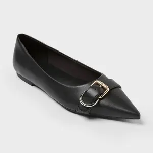 Women’s Valentina Pointed Toe Buckle Ballet Flats with Memory Foam Insole – A New day