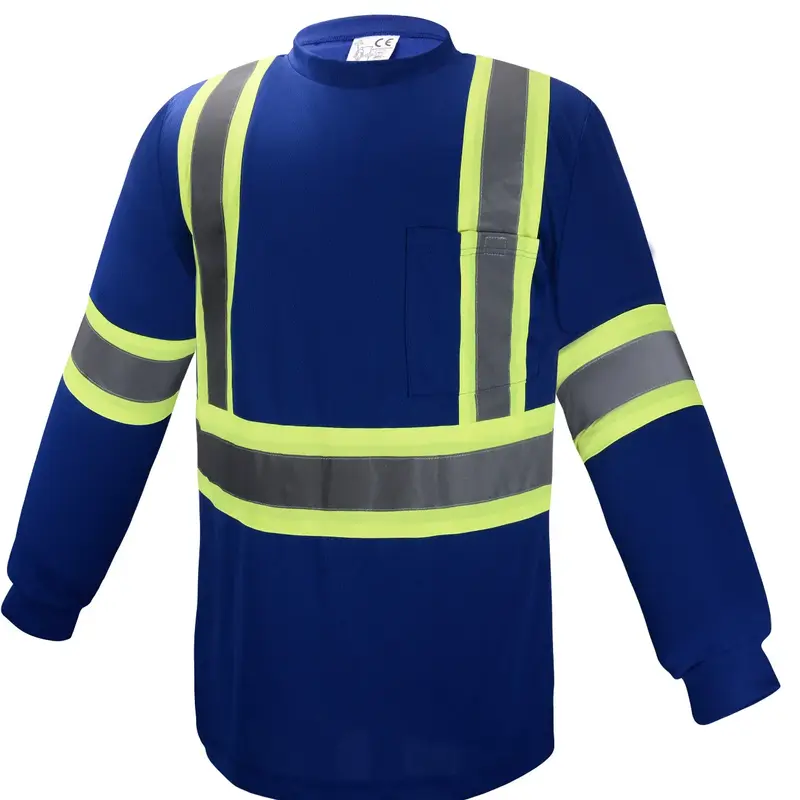 High Visibilty ROYAL BLUE long sleeve safety shirt with 2" reflective strip