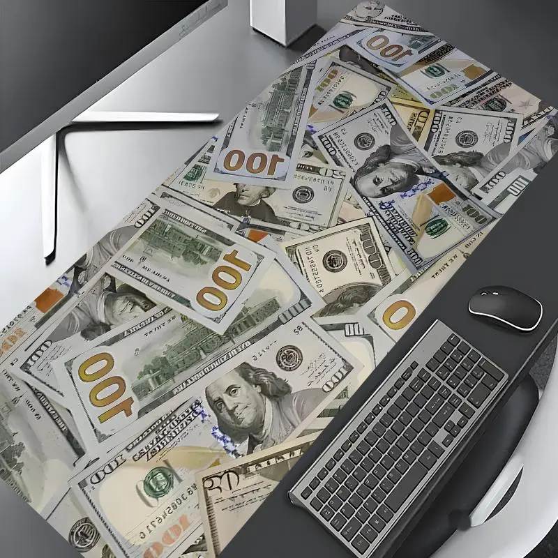 Money Theme Mouse Pad, Large Gaming Mouse Pad, Aesthetic Desktop Decoration Protective Pad, Non-slip Rubber Pad, Suitable for Laptop, Desktop Computer Games, Keyboard Mouse Pad, Dollars, Gaming Accessories, Desktop Accessory