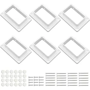 2″ x 3.5″ White Vinyl Fence Brackets, Slotted Handrail Bracket Kit with Screws for Decking Railing, Mount to Wall or Other Vertical Flat Surface, Pack of 6