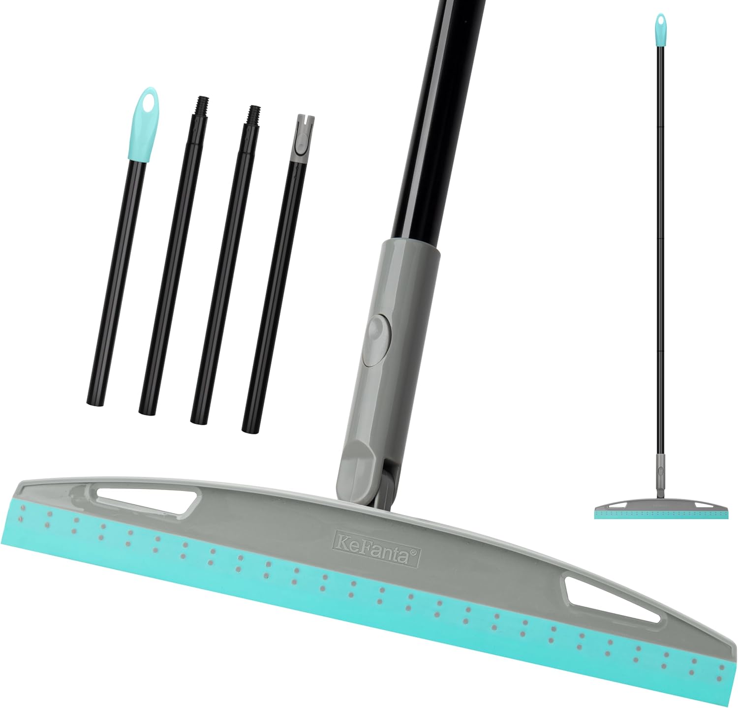 Multifunction Magic Broom, Silicone Floor Squeegee Broom with 59" Long Handle, Scraping Broom for Floor Bathroom Kitchen Shower Tile Pet Hair Fur Marble Glass Water Window Foam Cleaning, Blue