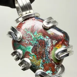 Apache Chrysocolla - Red Cuprite - Sterling Silver PENDANT 925