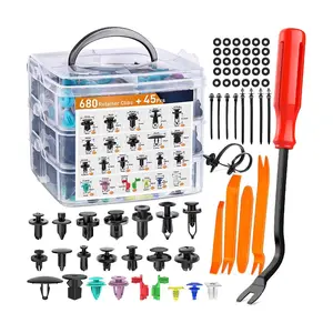 725 PCS Automotive Car Clip Assortment with 23 POPULAR SIZES & 10 Zip Ties | For Bumper, Fender, Door Trim Repair