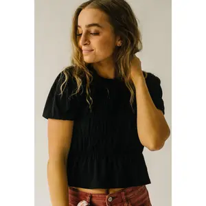 The Altus Smocked Detail Blouse in Black