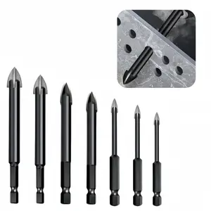 7-Piece Tile Drill Bit Set, 3-12mm Cross Triangle Bits for Glass Metal Plastic Wood, Durable Ceramic Concrete Wall Hole Saw Accessories