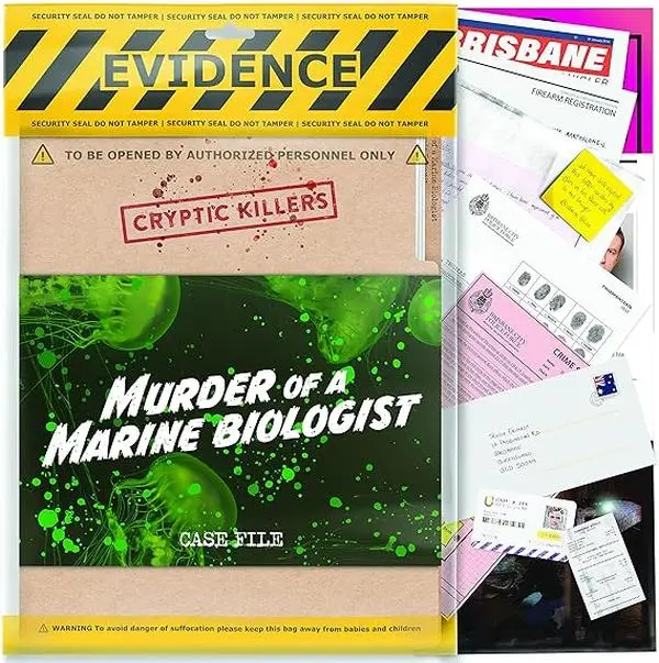 Cryptic Killers Unsolved Murder Mystery Game - Cold Case Files Investigation Detective Clues - Murder of a Marine Biologist