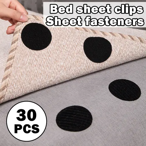 30 Counts Round Hook and Loop Fasteners, Adjustable Positioning Adhesive Pads for Precise Placement, Black