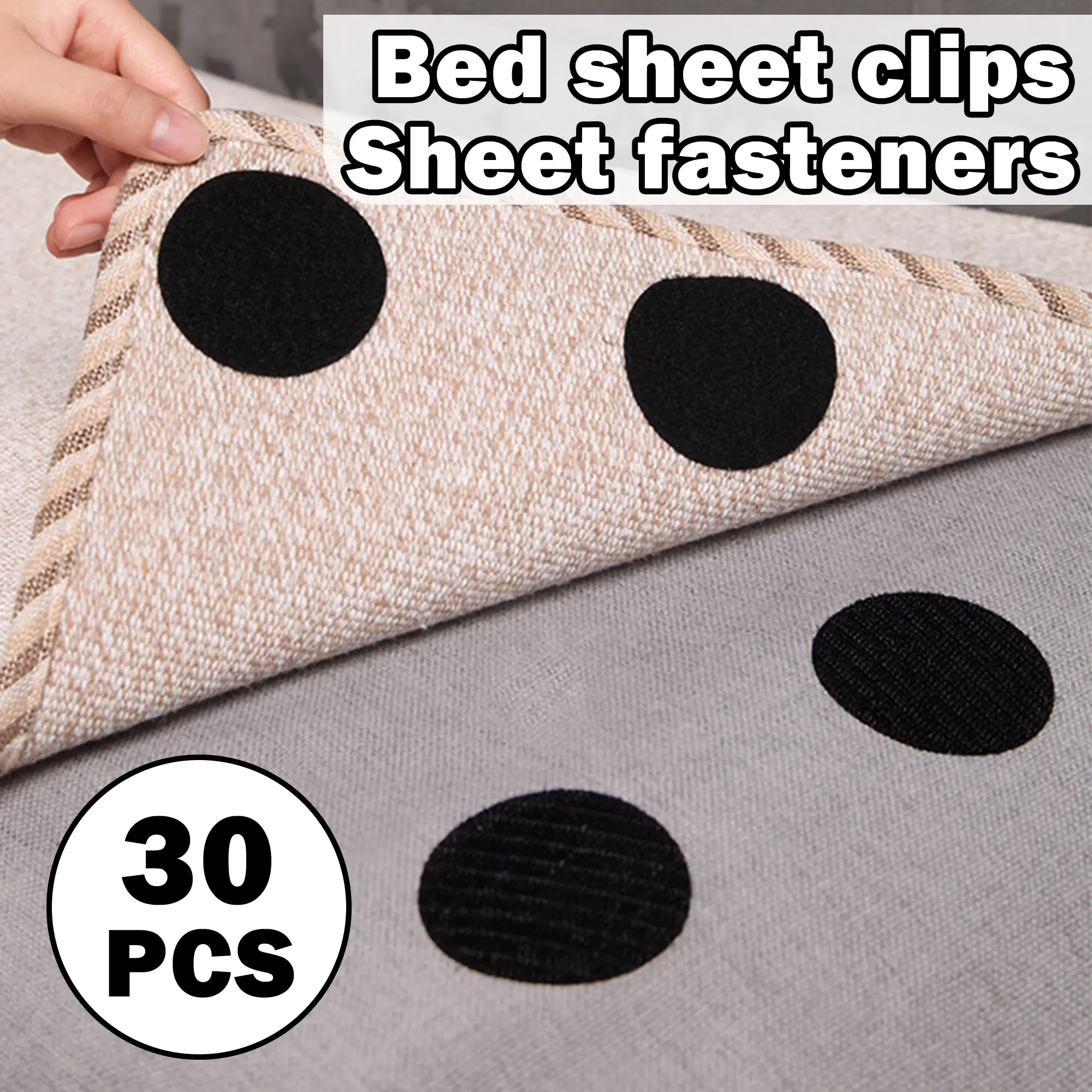 30 Counts Round Hook and Loop Fasteners, Adjustable Positioning Adhesive Pads for Precise Placement, Black