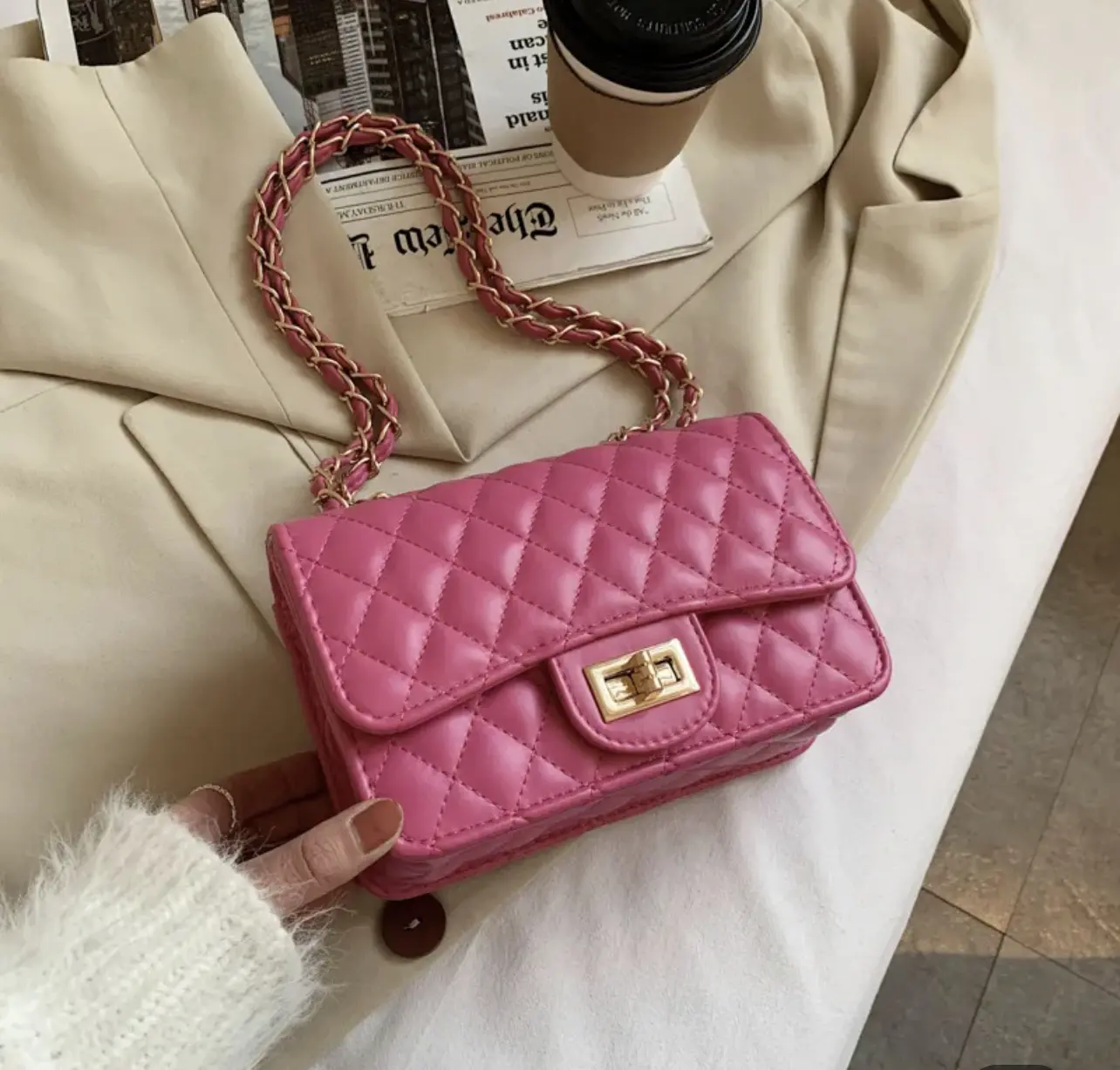 Plush Handbag Pink Plush Handbag Pink