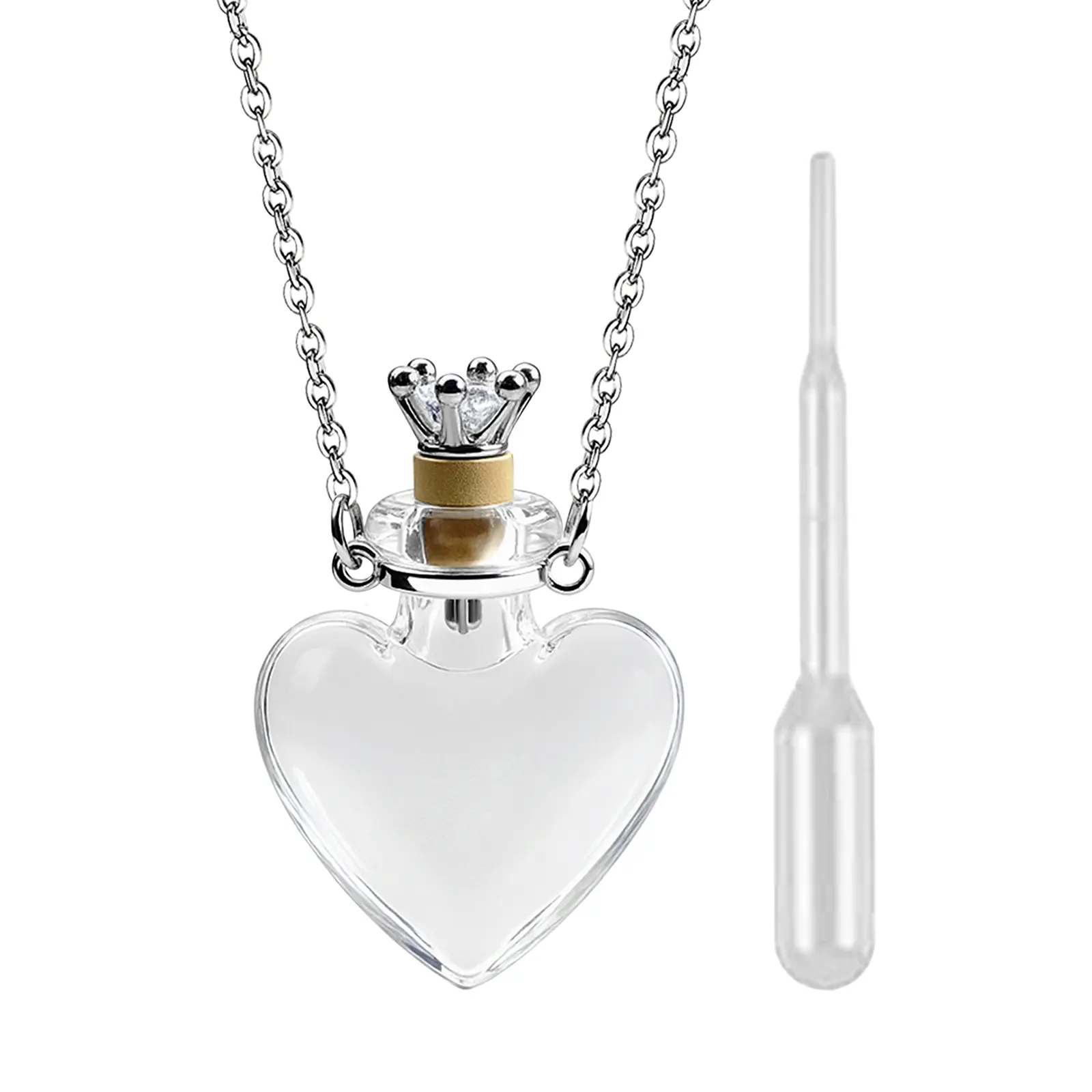 OIDEA Women's Elegant Heart Necklace, Heart-Shaped Glass Bottle Pendant Necklace, Corrosion-Resistant Stainless Steel Memorial Keepsake Jewelry, Available in 1.48in and 2.54in Sizes, Elegant Necklace