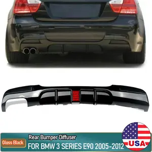Rear Bumper Spoiler Lip  with Led for Bmw  3 Series E90 318i 320i 328i 330i 335i 340i Diffuser with Brake Light 2005-2012