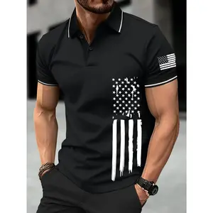 2026 Men's Spring Lightweight Short sleeved Polo Shirt - American Flag Pattern | American Patriotic Style Casual Sportswear Beach Vacation/Commuting/Golf/Fishing/Camping Multifunctional | Husband's Gift