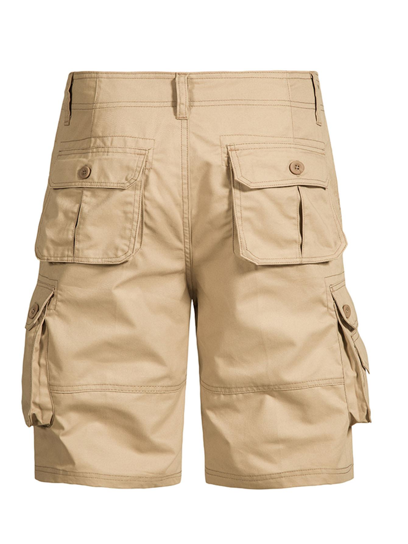 Set of 5 European/American summer casual shorts for outdoor commuting—breathable, comfortable multi-piece set featuring American vintage pure cotton cargo shorts and men’s sports-casual shorts; mid-thigh pure cotton shorts with a wear-resistant, wrinkle-r