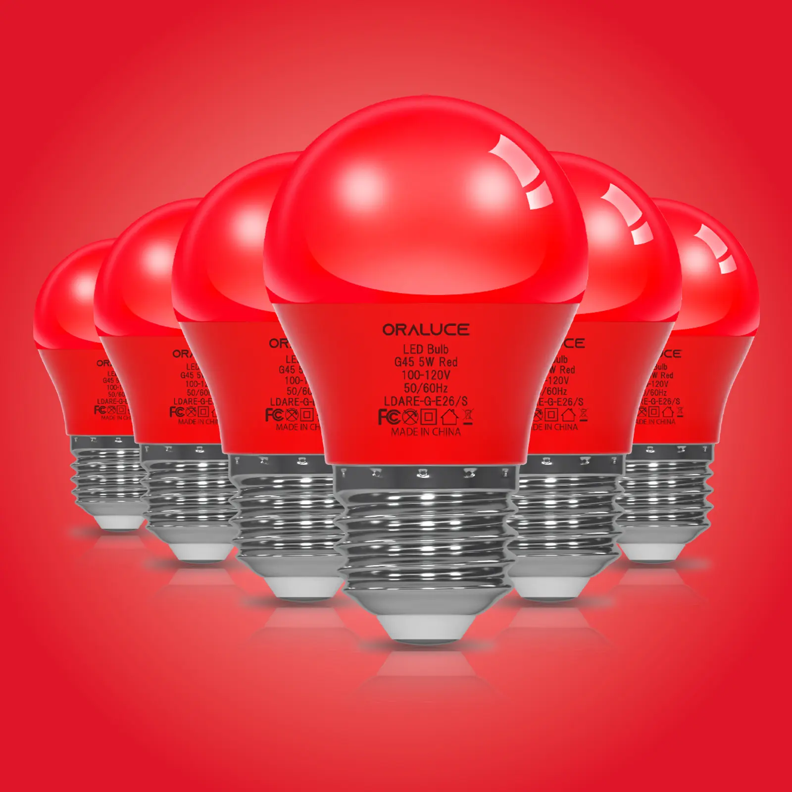 Red LED Porch Bulb, 5W A15 E26 Energy-Efficient Lamp Bulb, 450LM Non-Dimmable, 6-Pack for Halloween Holiday Decor & Party Decoration with Festive Glow