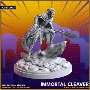 Immortal Cleaver 3D-Printed Character Collectible Miniature (40mm Scale on 35mm Base) - Crisis Protocol Proxy | C27, 3D-Printed Miniatures, Character Figure Miniatures