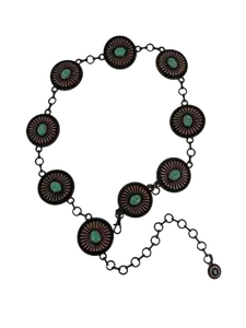Women's Rust Copper with Blue Marble Concho Link Belt