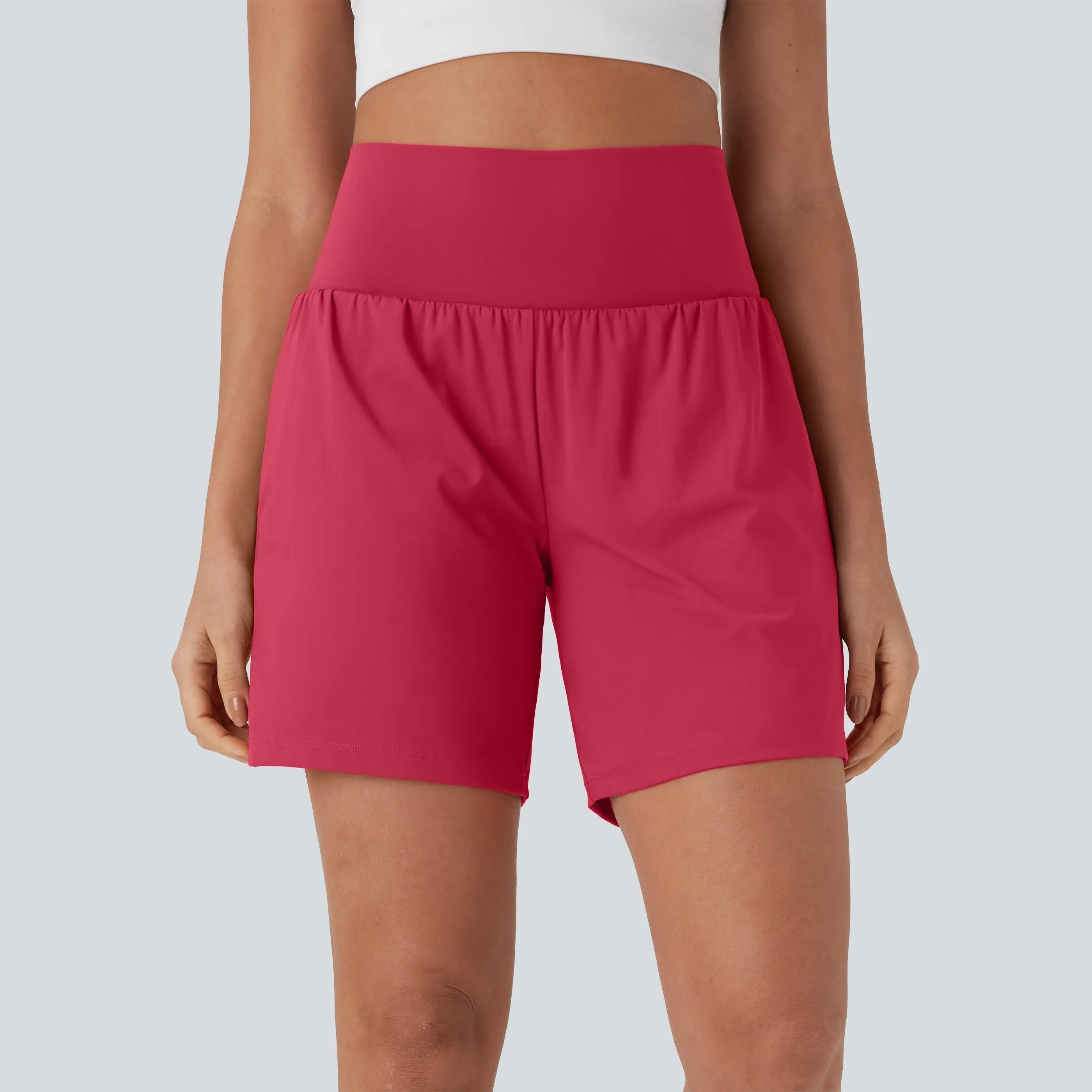 Halara 2-Piece Softlyzero Airy Super High Waisted 2-in-1 Cool Touch Yoga Shorts 7" with Pockets Set