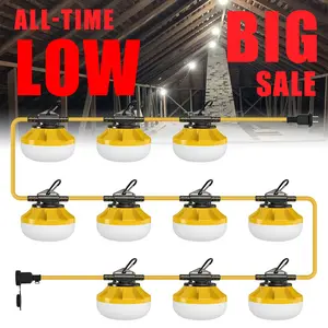 HYPERLITE Construction String Lights: 50FT/100FT 5/10 Bulbs String Work Lights with Climbing Hooks - IP65 Waterproof Linkable LED Construction String Lights for Job Site Attic Renovation Crawlspace Lighting，Outdoor，stockup mothersday