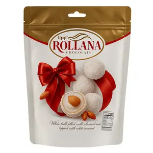 Rollana - White Chocolate Wafer Balls Stuffed with Cream and Almonds - Topped with White Chocolate and Coconut - 240g