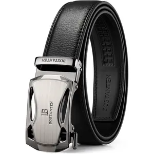 Mens Belt Leather Ratchet Belt For Men Dress and Casual with Adjustable Buckle, Trim to Fit
