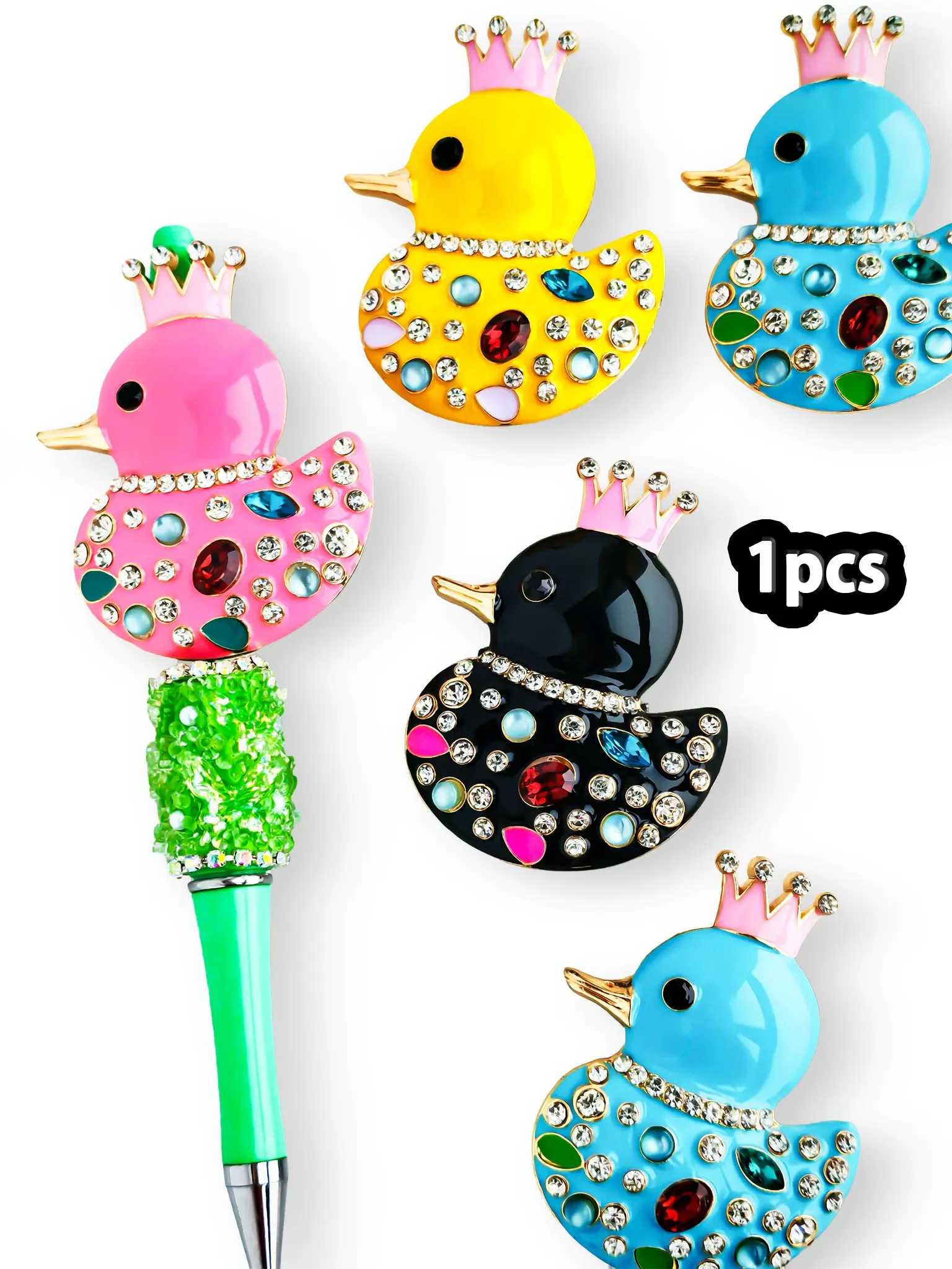 1pcs Creative Cute Crown Duck Charm, DIY Gift for Craft Pens, Phone Chains, Keychains, Car Hangs, Indoor Decorations, All Seasons