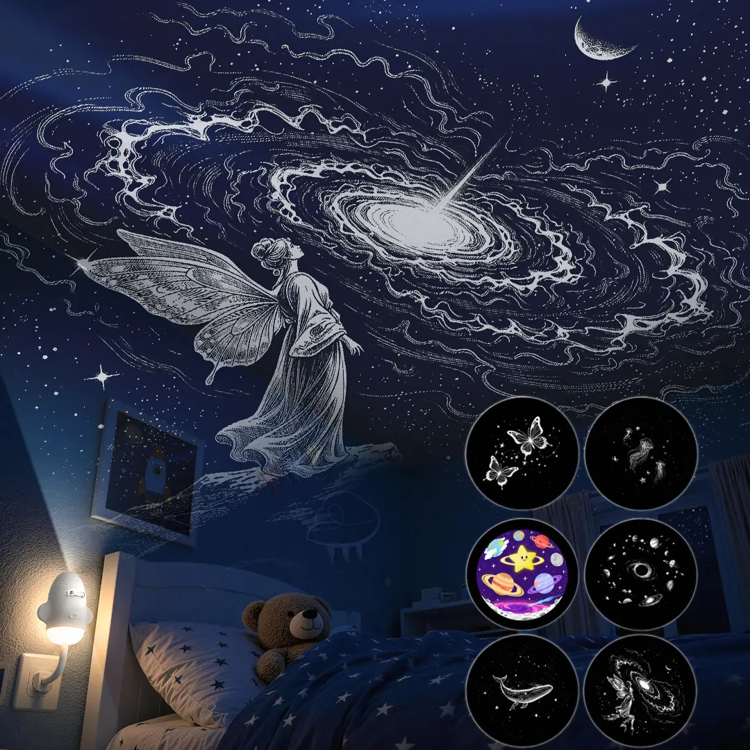 Galaxy Projector 3-in-1, 6 Cinematic Sky Scenes with Adjustable Focus & 360° Swivel, USB Star Night Light for Bedroom Ceiling Decor, Home Theater Ambiance & Travel Projector Night Moon Light