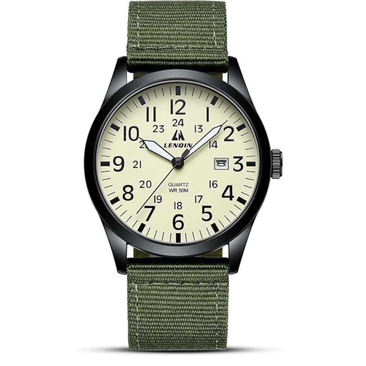 Men's Military Sport Watch – Unisex Nylon Strap, Luminous Analog Quartz Wristwatch, Waterproof Army Tactical Casual Watch