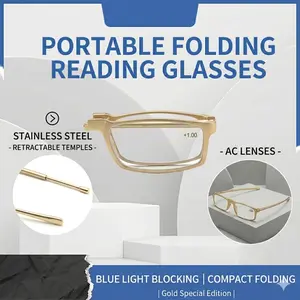 Jetop Smart Folding Reading Glasses with Keychain Design, Blue Light Blocking Lightweight Readers for Men & Women, Portable Case Included