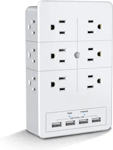 Multi Plug Outlet Surge Protector , 12 Electrical Outlets Extender with 4 USB  Ports Total 4.8A, Wall Plug Expander 3 Prong for Room, Office, Gaming, Cord Organizer Accessories