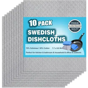10 Packs Swedish Dishcloths for Kitchen,  Paper Towels Compostable Swedish Dish Clothes for Kitchen and Household Use