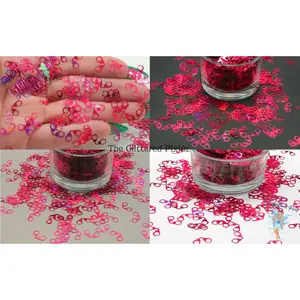 PINK HOLOGRAPHIC HANDCUFF shaped Glitter Super Fun Loose Glitter for Nail art Hair Face Body Tumblers Craft & Resin supply Freshie Glitter