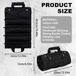 Roll Up Tool Organizer – Heavy Duty Canvas Tool Bag with Zipper Pockets, Portable, Mechanic & Electrician Gift for Men