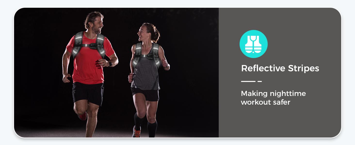 【SpringStatements】BAGAIL Comfort-Fit Weighted Vest for Woman, Even Weight Distribution, No-Chafe or Bounce for Walking & Running with Detachable Phone Pouch & Reflective Stripes (Available 5-30lbs)