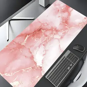 Pink Gold Vein Marble Large Gaming Mouse Pad, Washable Rubber Extended Desk Mat with Non-Slip Base, Girly Aesthetic Home Office Decor, Office Supplies, Office Accessories, Mouse Pads for Desk, Christian Gifts for Women