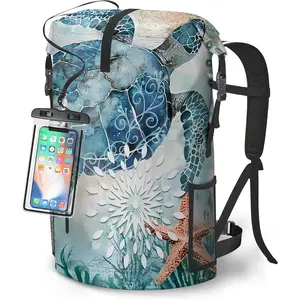 Waterproof Dry Bag Heavy Duty Marine Dry Bags for Kayaking Hiking Sea Turtle Nautical Starfish Backpack Roll-Top Closure Bag - Backpack Waterproof Phone Case 5L/35L/55L