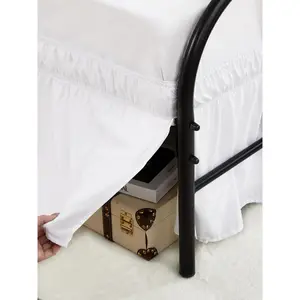 White Bed Skirt King Size 15 Inch Drop Split Corners, Wrap Around Elastic Bedskirt, Dust Ruffle for Bed Base Machine Washable Easy to Install Bed Skirts