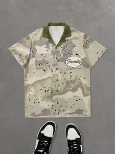 Men's Regular Fit Camo Print Polo Shirt, Casual Short Sleeve Collared Top for Daily Wear, Fashion Men's Clothes for All Seasons, Tropical
