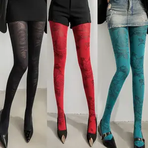 New Spring and Summer Collection: Unique Rose Pattern Hidden Flower Pantyhose - Sexy and Trendy Jacquard Silk Stockings, Durable Women's Socks