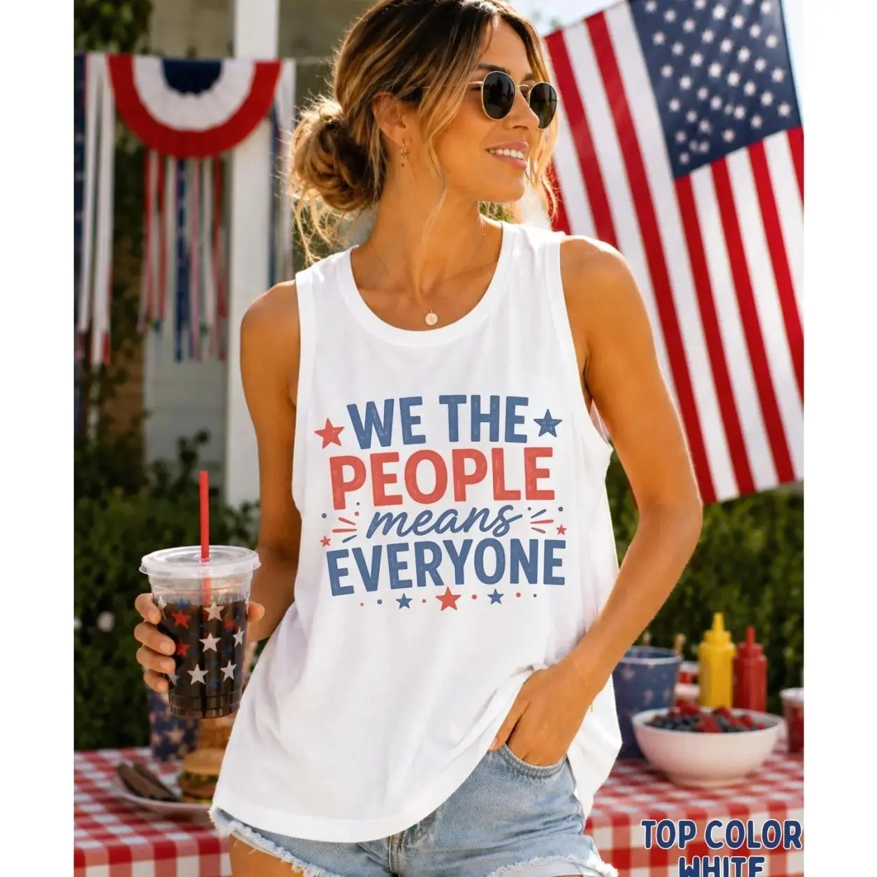 We The People Tank Top Liberal 4th of July Top USA 250 250th Anniversary Fight Fascism Americana Shirt Freedom Democracy Truth Shirt