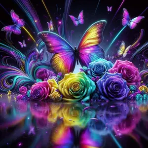 5D DIY Full Drill Diamond Painting - Diamond Painting Kit Rainbow Butterfly Mosaic Canvas DIY Wall Art, Home Wall Decoration, Suitable for Halloween, Christmas, Birthday, and Anniversary Gifts