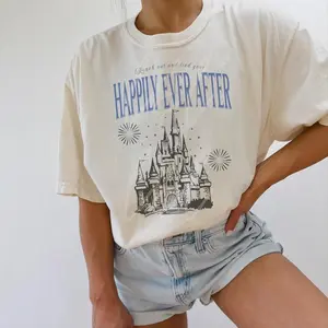 Happily Ever After Tshirt - Cartoon Castle Shirt Top Womenswear Summer, casual outfits women