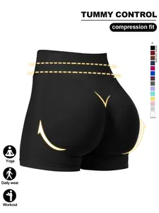Summer Women's Seamless High-Waisted Waist Trainer Shorts, Yoga Tight Short Pants, Daily Yoga Leisure Fitness Shorts, Non-Polyester Fabric