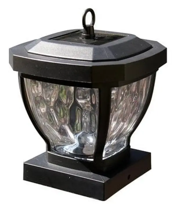 Classy Caps SL994 Dark Bronze Manchester Glass Solar Post Cap with Warm Light, Fits 3.5 x 3.5 in. & 4 x 4 in. Posts