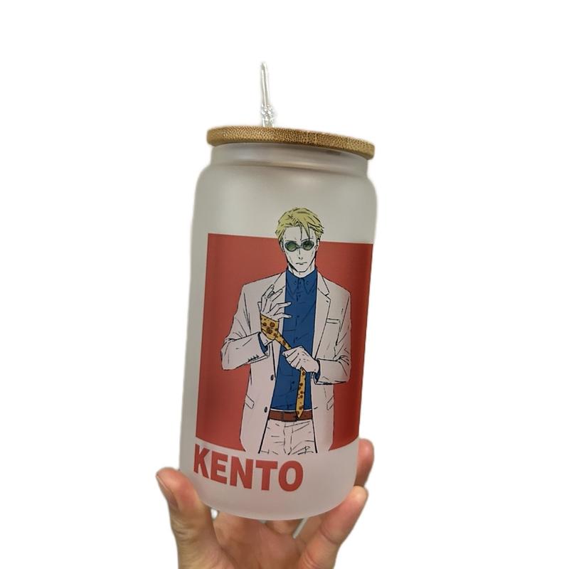 Nanami kento jjk Glass Cup - Perfect for Your Drinks - Drinkware, Bottles Bamboo Lid Tumblers Mug Stylish aesthetic cups Reusable Portable Washable