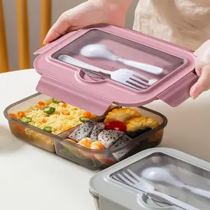 Leak-Proof Dual Layer Lunch Box, Large Capacity, Microwave Safe, Suitable for Work or School, Nutritional Partitioning, Balanced Diet